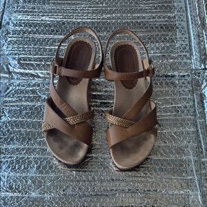 BareTraps Brown Women's Sandal Flats with Braided Accent